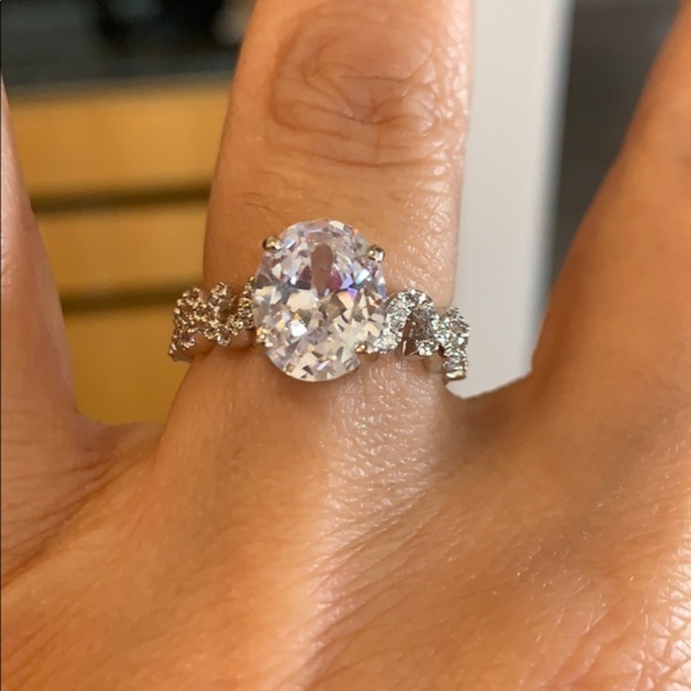 14k white gold plated 2.5ct Oval Engagement Ring 6